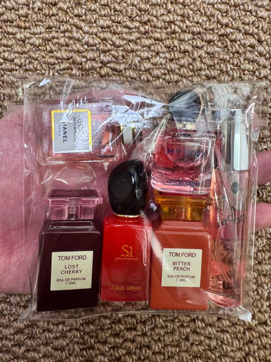 Combination perfume sample set for trial 6 samples