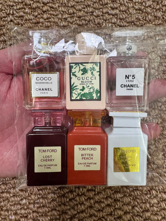 Combination perfume sample set for trial 6 samples