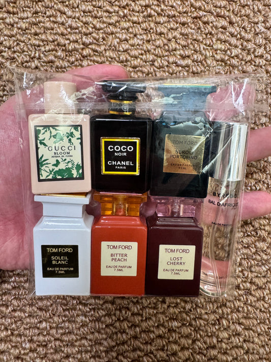Combination perfume sample set for trial 6 samples